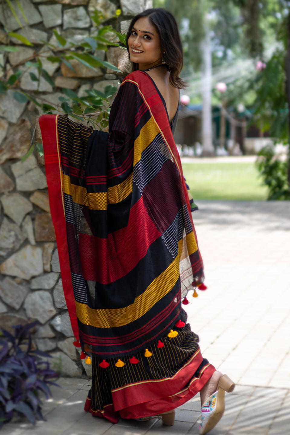 Cotton Kantha Embroidery Work Saree