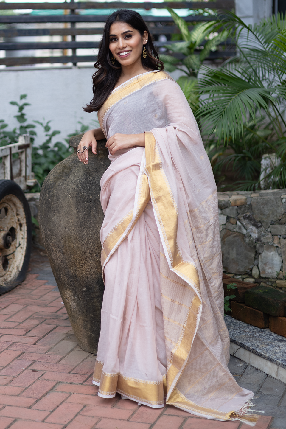 Cotton Zari Border Saree