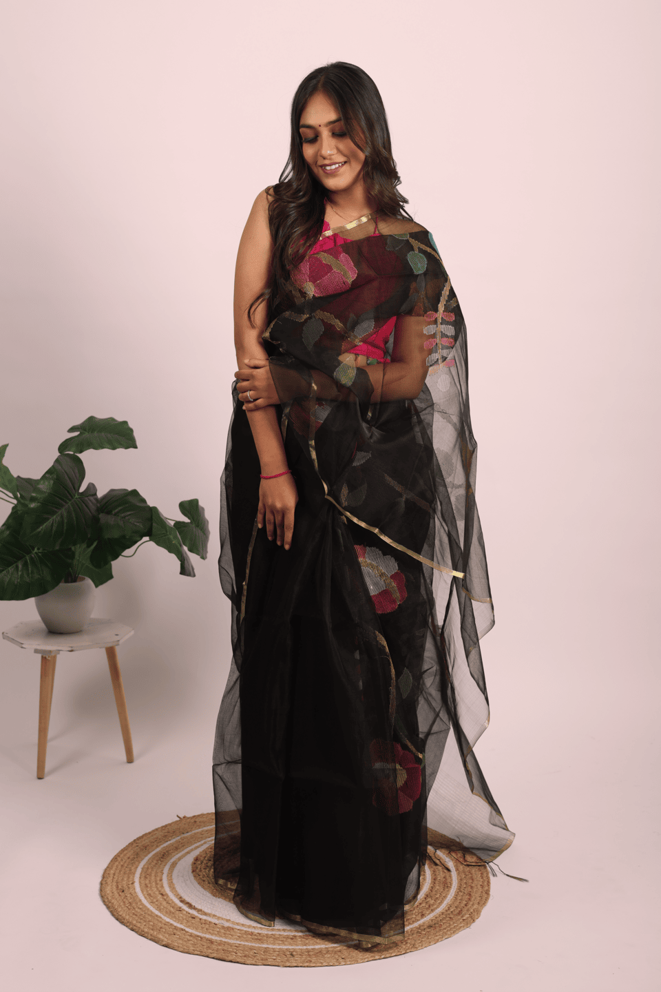 Muslin Silk Floral Jaal Saree