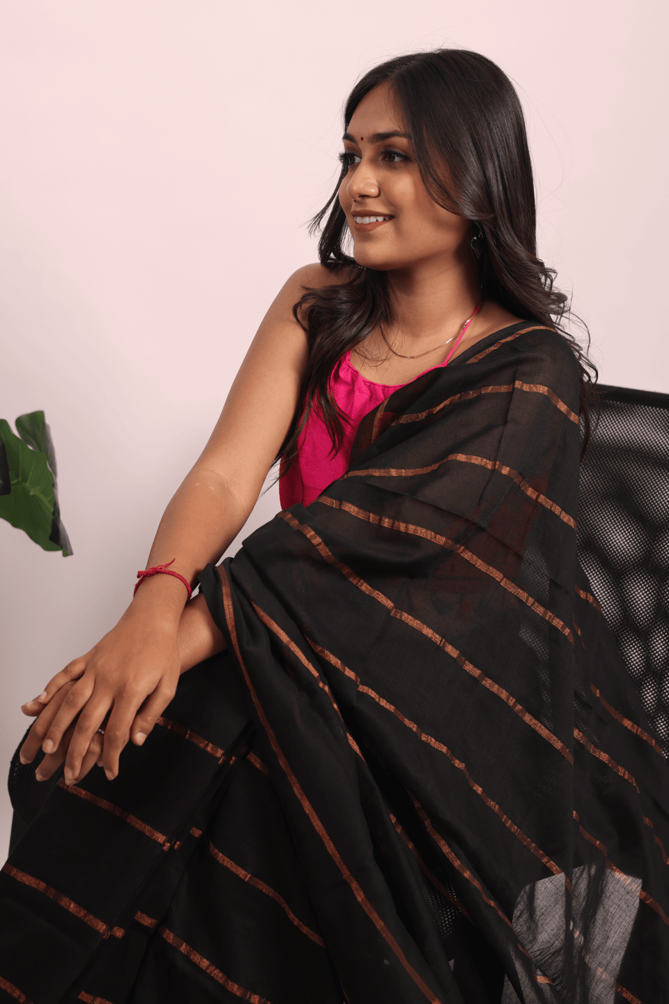 Malmal Cotton Zari Stripes Weaving Saree