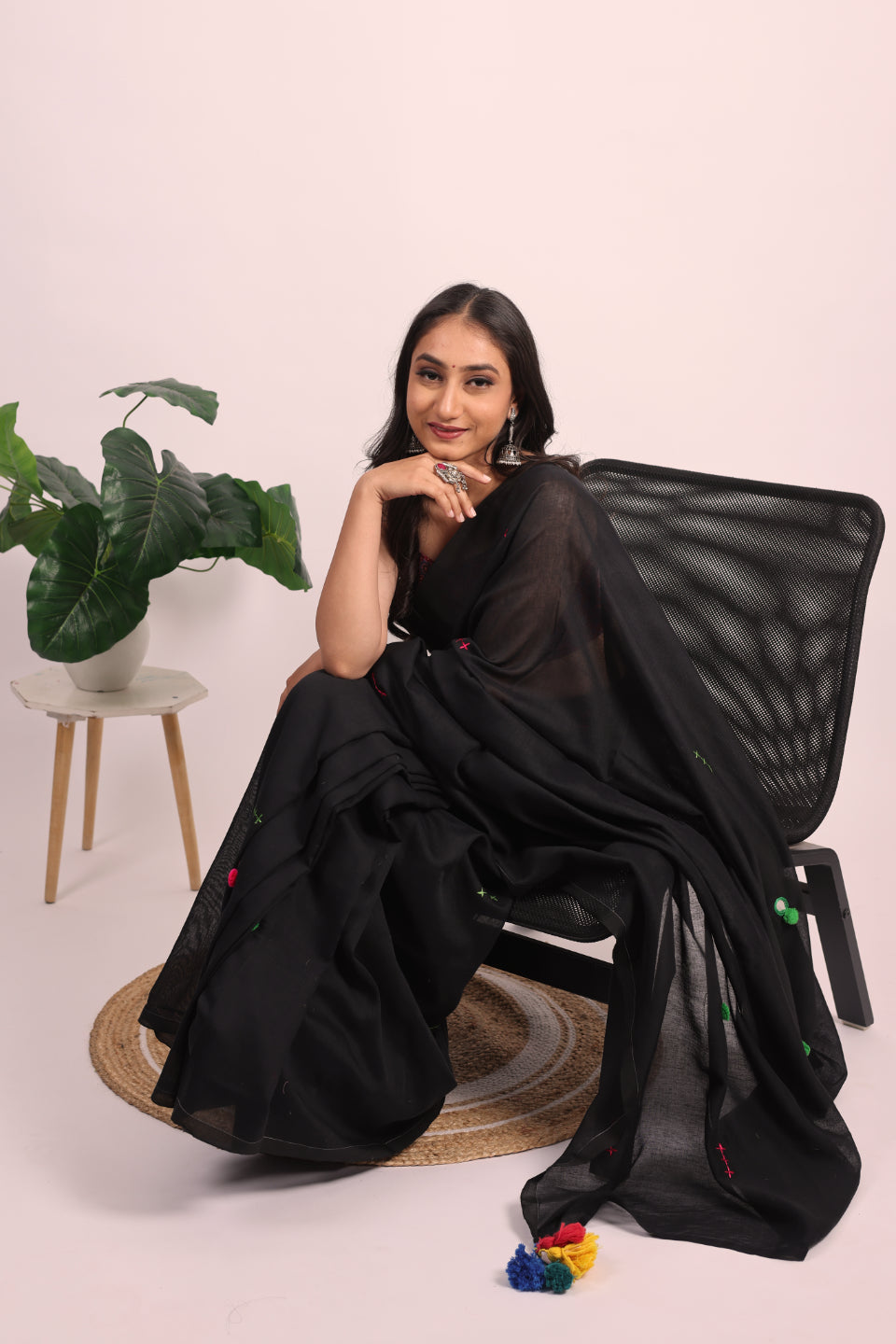 Malmal Cotton Hand Embroidery Work Saree