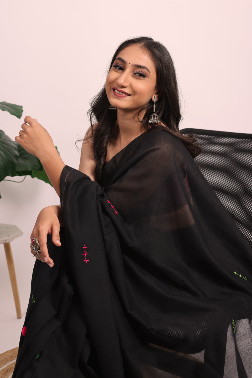 Malmal Cotton Hand Embroidery Work Saree