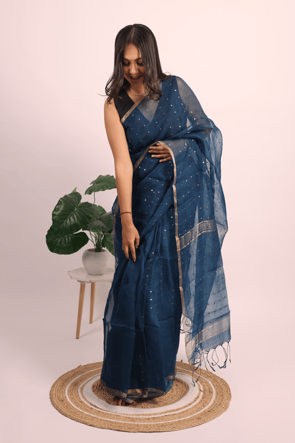 Matka Muslin Silk Saree (Rama - Green)