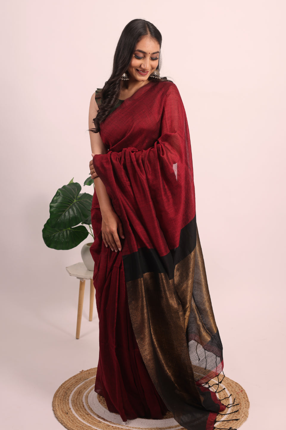 Malmal Cotton Tissue Pallu Saree