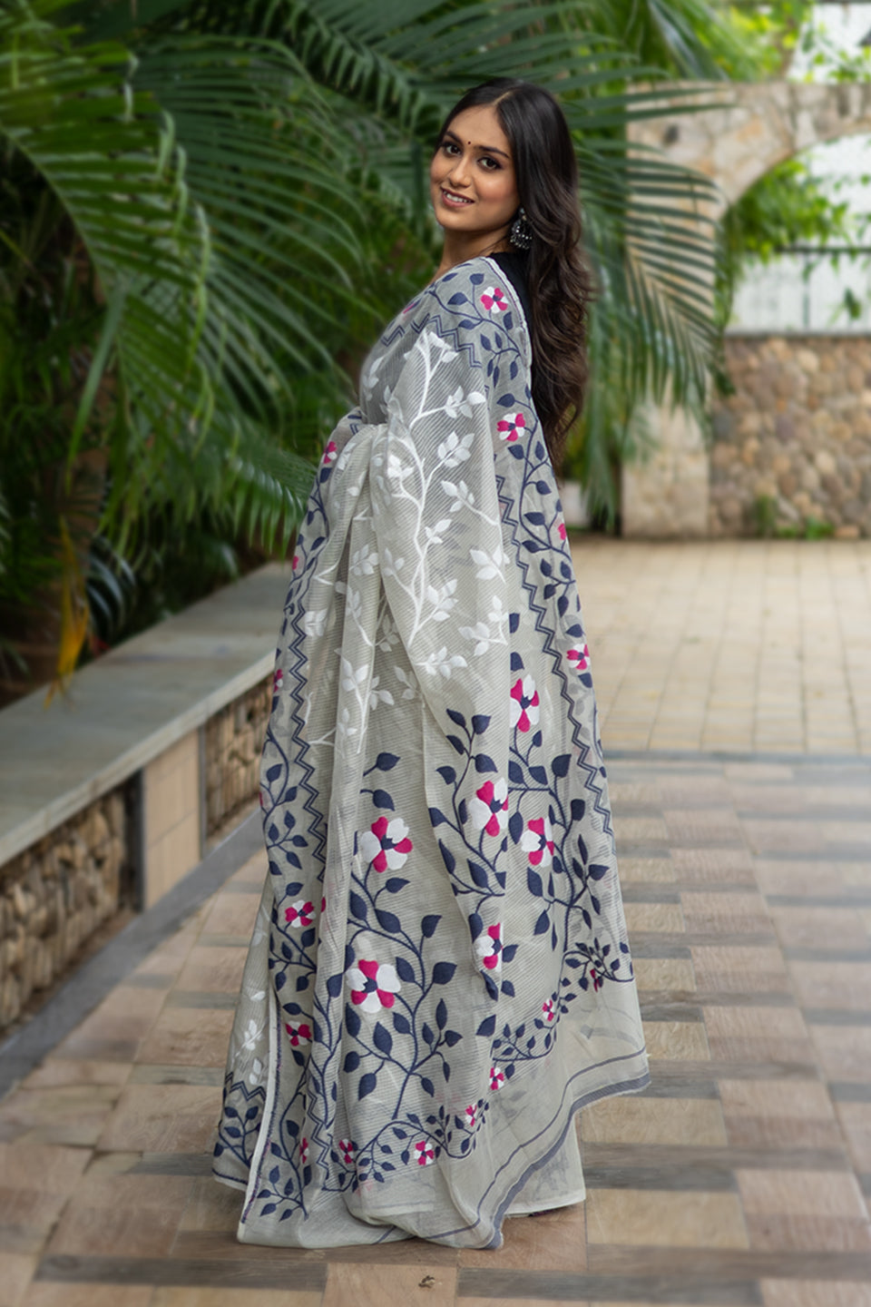 Silk Cotton Jamdani Weave Saree