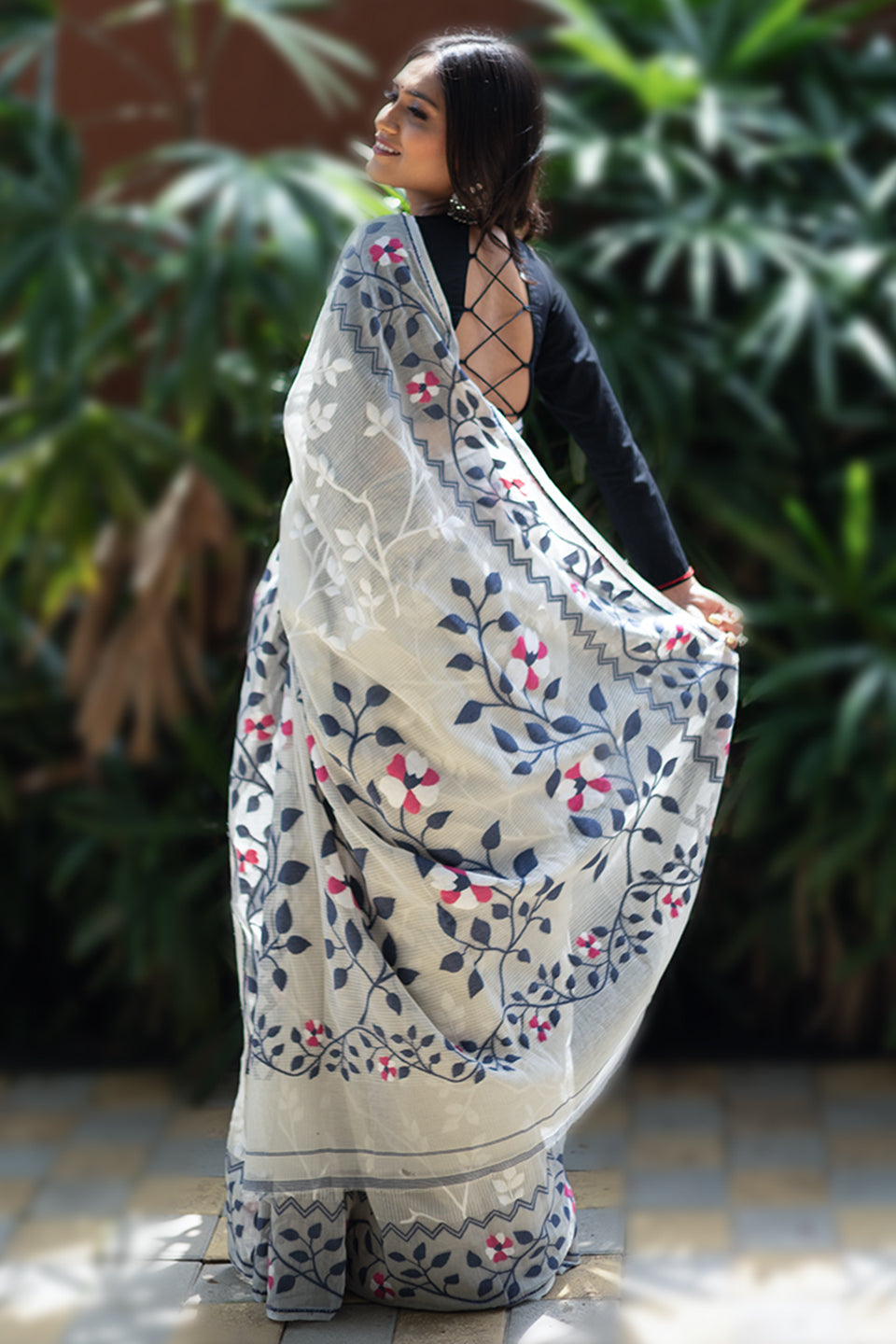 Silk Cotton Jamdani Weave Saree