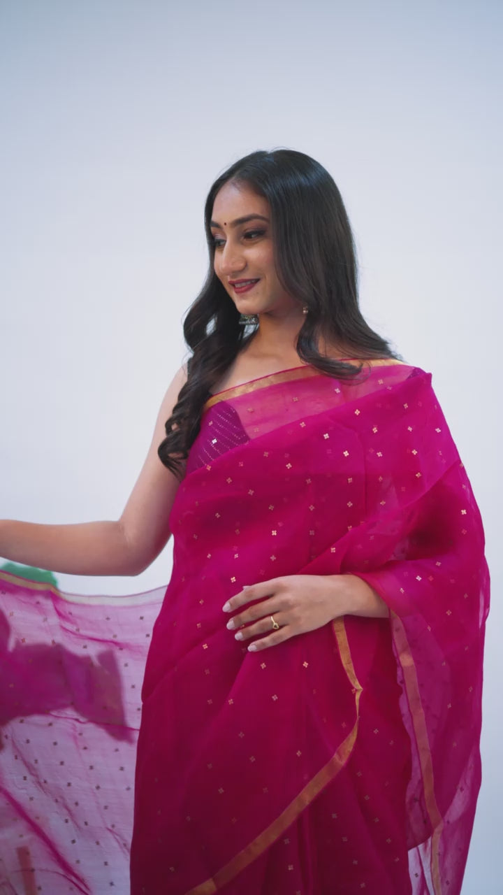 Matka Muslin Silk Saree (Pink)