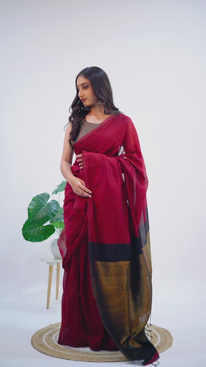 Malmal Cotton Tissue Pallu Saree